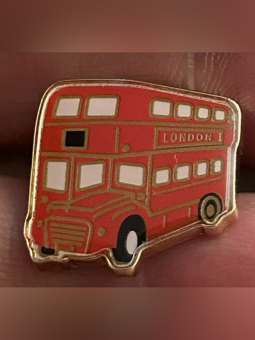 Burberry London designer Red Double Decker Bus BROOCH PIN metal
